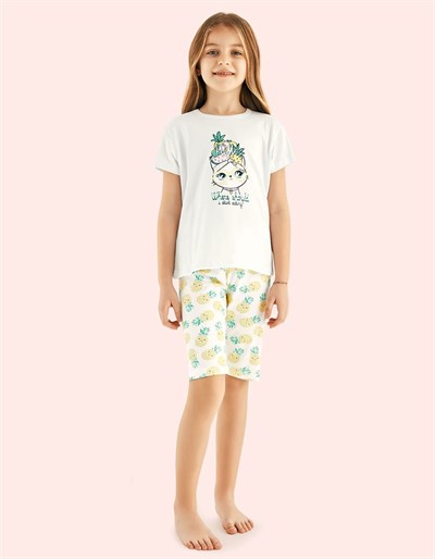 PijamaDonellaDonella Ananas Baskılı Kız Çocuk Yazlık Pijama Takımı