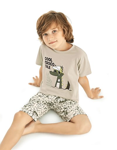 PijamaDonellaDonella Crocodile Baskılı Erkek Çocuk Yazlık Pijama Takımı